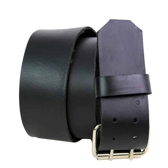 SADDLE BLACK GENUINE LEATHER 2 1/2"Wd CLASSIC CASUAL DRESS MEN'S BELT Sz 52 (G53 - Picture 2 of 11